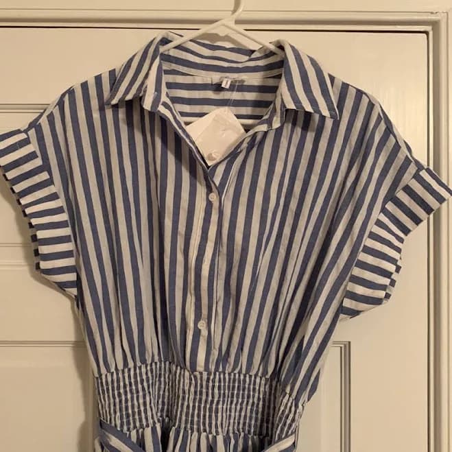 Stripe Tie Waist Midi Dress