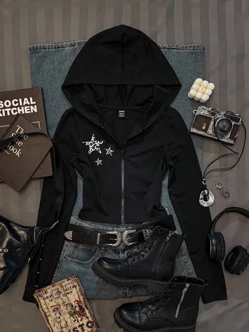 Women's Slim Fit Star Print Hoodie