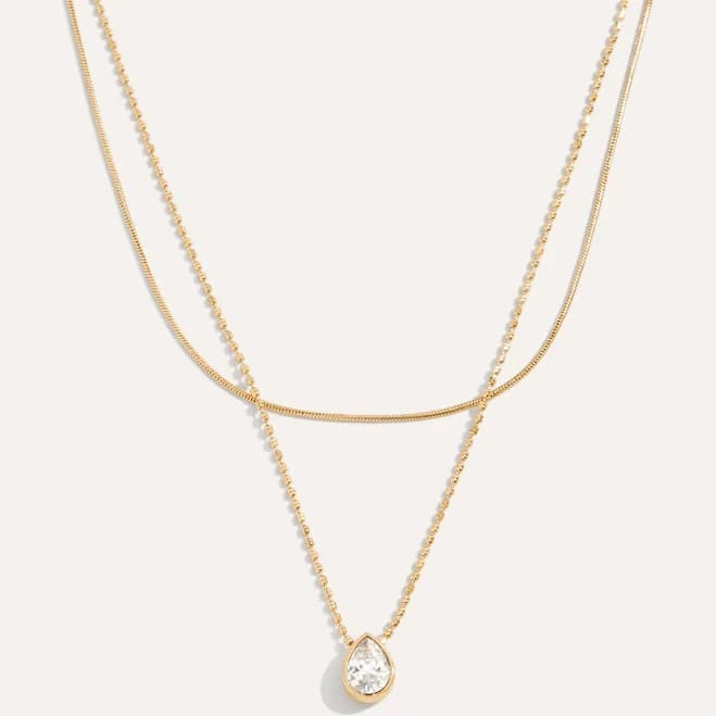 Layered Gold Reversible Pear Pendant Necklace