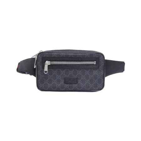 Gucci Black GG Monogram Coated Canvas Web Belt Bag