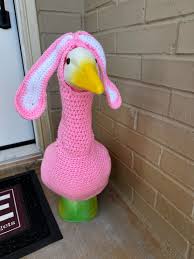 Easter Bunny Outfit Porch Goose - Crochet Goose Statue Clothing - Yard – A Creative Measure