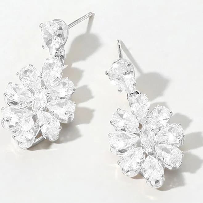 CZ Stone Cluster Evening Earrings