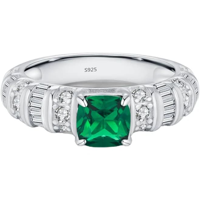 925 Silver Zircon Oval Cushion Engagement Ring