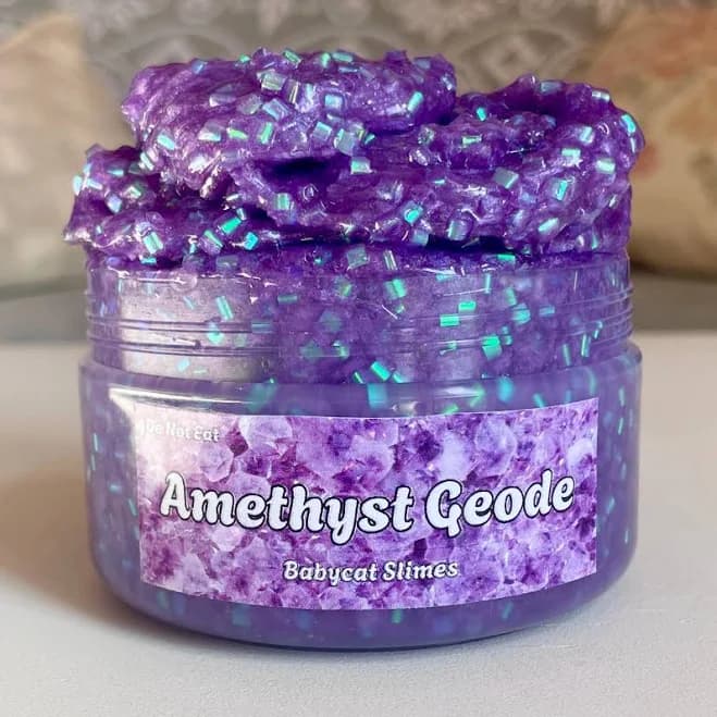 Purple Bingsu Slime: "Amethyst Geode" Crunchy ASMR Sensory Toy