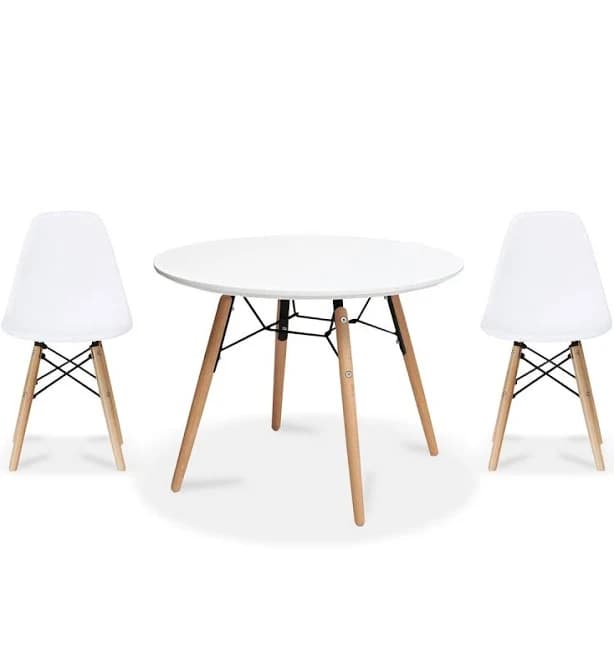 Kids Size White Round Circle Activity Table with Eiffel Dowel Leg (Round White), Single, Set of 1