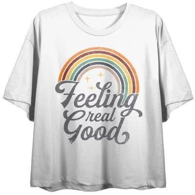 Bioworld Rainbow Feeling Real Good Vintage-Inspired Cropped Tee
