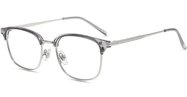Firmoo Clear Grey Silver Prescription Glasses Frame S3543X