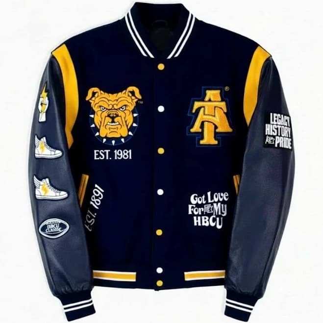 HBCU Inspired Varsity Jacket with Embroidered Patches