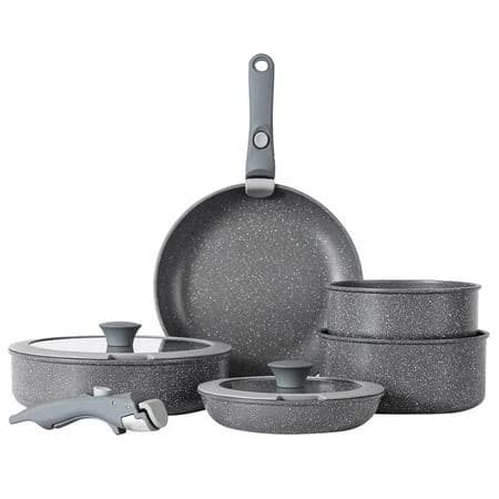 Vkoocy 9 Piece Nonstick Ceramic Cookware Set