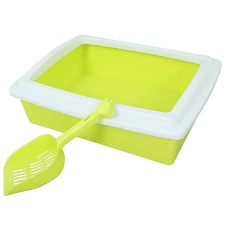 Ctirchiu Light Green Open Top Cat Litter Box with Splash Guard and Scoop for Easy Maintenance