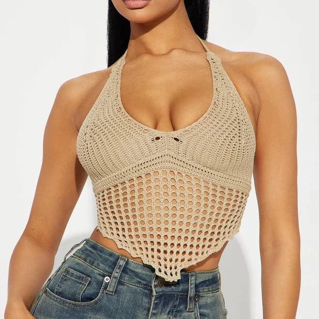 Fashion Nova Women's Beach Babe Crochet Halter Top