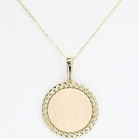 selanica Solid Gold Engravable Disc Charm Real Gold Premium Disc Pendant Premium Charm Necklace