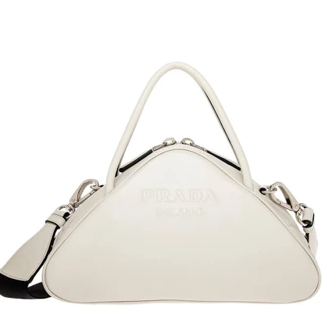 Prada Women's Triangle Leather Bowler Shoulder Bag