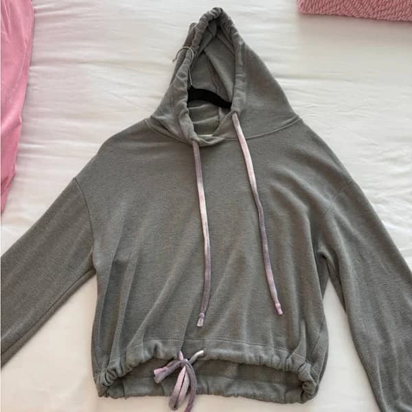Hoodie with Pink Drawstrings