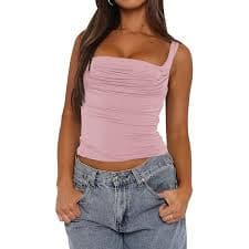 Women Sleeveless Crop Tanks Tops Basic Crew Neck Solid Color Tight Casual Party Cute Crop Tank Top for Teen Girls (Brown, M) at Amazon Women's Clothing store