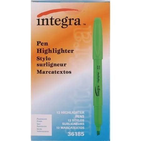 Integra Pen Style Fluorescent Highlighters Chisel Marker Point