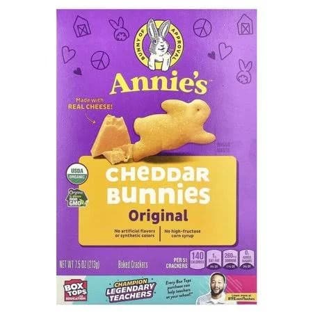 Annie's Homegrown Organic Cheddar Bunnies Baked Snack Crackers 7.5 oz Pack of 2