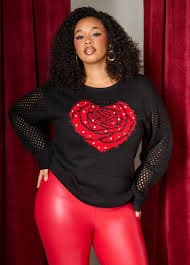 Rose Heart Faux Pearl Sweater – Ashley Stewart