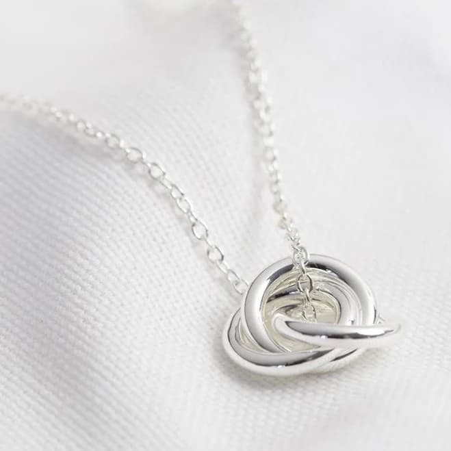 Lisa Angel Jewellery Collection Triple Linked Silver Ring Pendant Necklace
