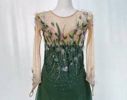 Green Flower Figure Skating Dress: Custom Competition Costume - Etsy