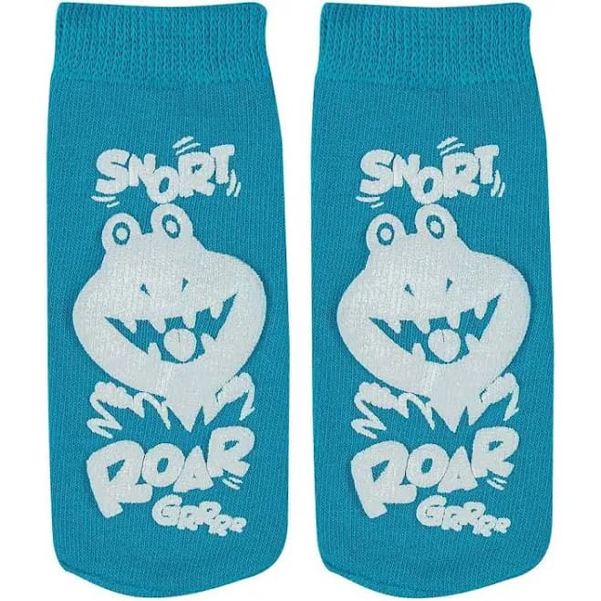 KidCareДв Teal Dino Ankle Length Slipper Socks