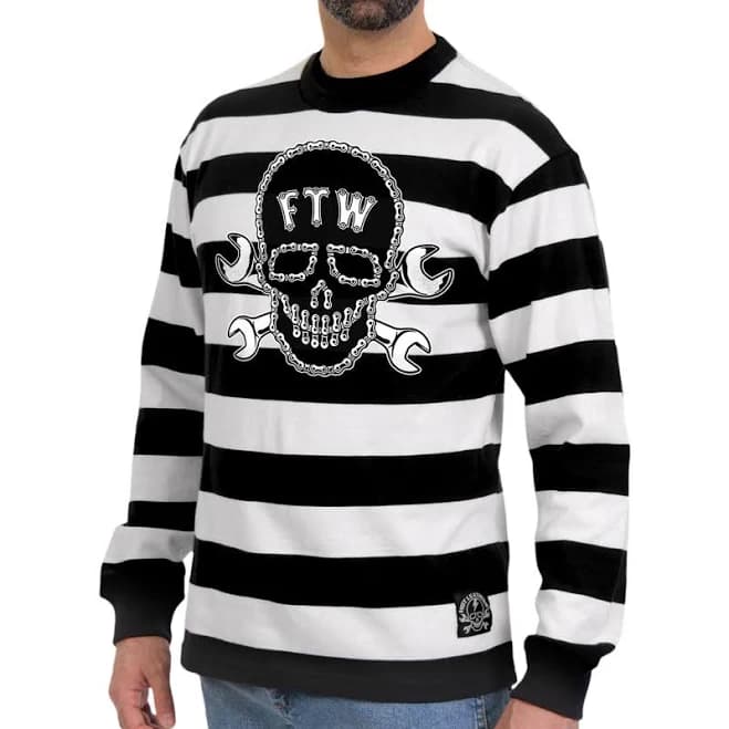 Hot Leathers Men's Chain Skull Striped Long Sleeve Shirt