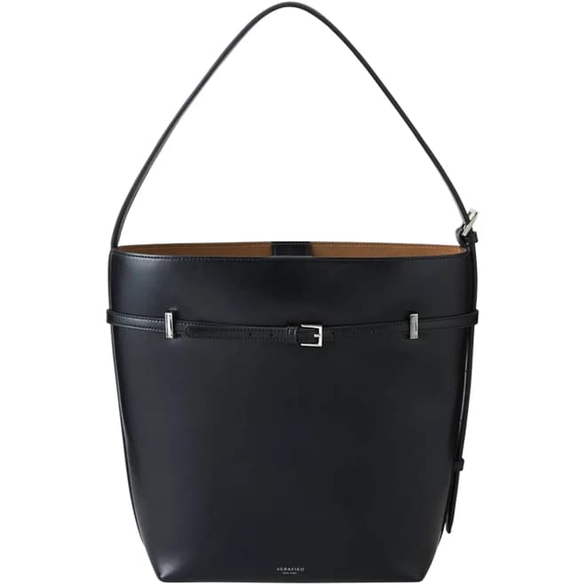 Belted Leather Tote Bag