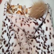 Reversible Faux Fur Slouch Bag: Deer Print Cotton Purse With Pompom - Etsy