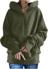 Womens Zip Up Hoodies Fleece Jackets Sweatshirts Fall Casual Outfits Oversized Y2k Clothes Lightweight Long Sleeve at Amazon Women's Coats Shop