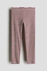 Dark red/striped Ribbed Jersey Leggings for kids | H&M US