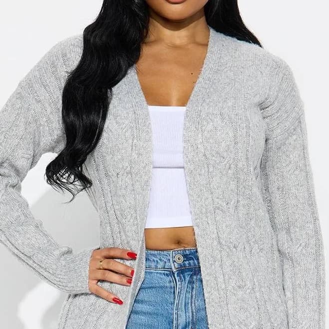Fashion Nova Women's Cable Knit Long Cardigan Sweater