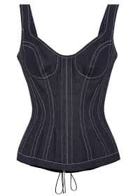 MUGLER Blue Embellished Denim Tank Top Bustier w/ Decorative Laces Size 38 US 6 | eBay