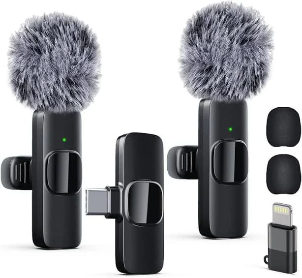 Core Tech - Wireless Lavalier Microphone for iPhone & iPad – Clip-On Mic with Noise Reduction, Plug & Play for Video & Streaming - Black