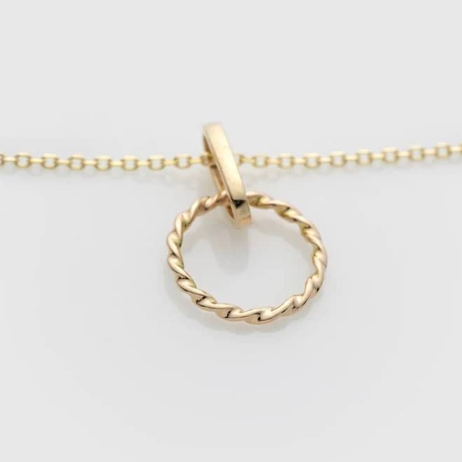 14K Solid Gold Diamond-Cut Pendant Necklace