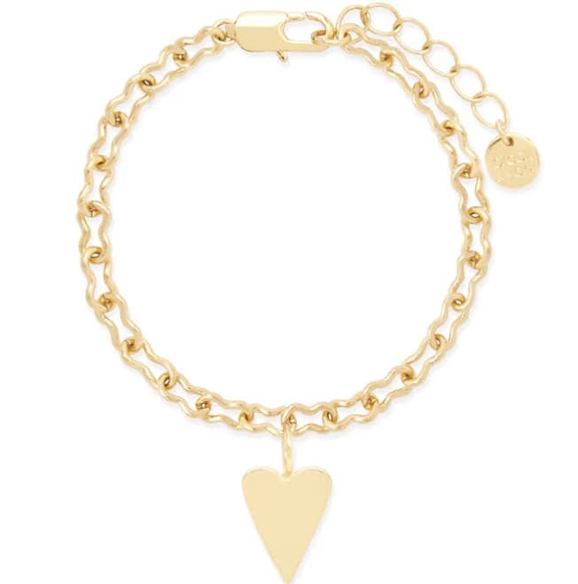 Brook and York Women's Cameron 14K Gold Plated Heart Charm Bracelet