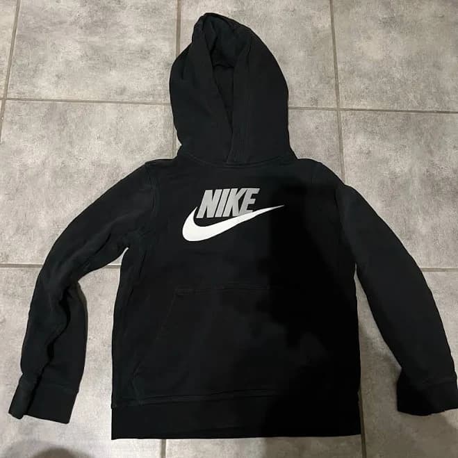 Nike Logo Black Pullover Hoodie White Logo Youth Size Small Made In