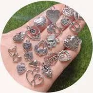 Zinc Alloy Charms Silver Color Assorted Styles Heart Pendants for DIY Jewelry Making Necklace Bracelet Accessories