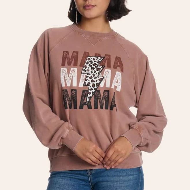 Double Zero Women's Rust Mama Graphic Crewneck Sweatshirt