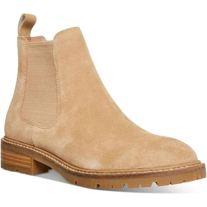 Steve Madden Women's Leopold Round Toe Chelsea Booties Tan Suede Size