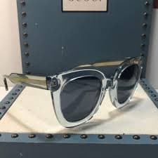 New Authentic Gucci GG0564S 003 Light Blue Cat-Eye Sunglasses Blue Lenses
