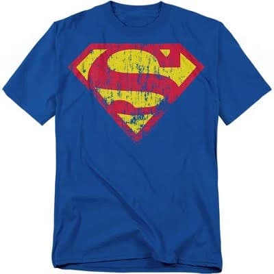 Trevco Superman Classic Logo Distressed Adult T-Shirt
