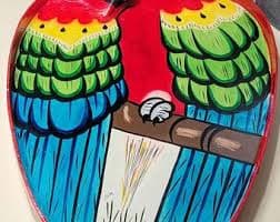 VTG - Large Handmade Papier-mache Tray -tiki Wall Decor - Macaw Parrots - Signed Cachin - Mexico - 70s/80s - Etsy UK