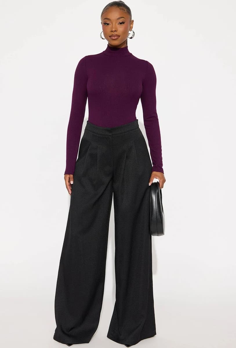 Fashion Nova Women's Crystal Textured Wide Leg Pants
