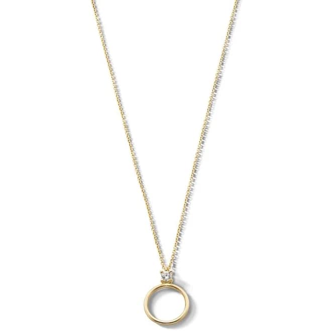 10K Solid Gold CZ Open Circle Pendant
