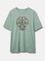 Plus Size - Floral Mandala Relaxed Heritage Jersey Raw Edge Tee - Torrid