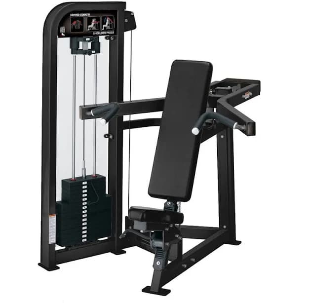 Hammer Strength Select Shoulder Press Charcoal Frame / Black Upholstery / SE Rear | #1 Trusted Fitness Brand | Home Workout Equipment | Workout Gear |