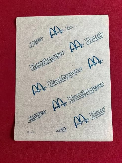 1977, McDonald's Wax Paper Hamburger Wrapper (Scarce / Vintage)
