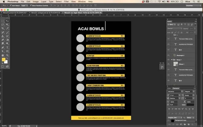 CANVA Smoothie Menu template, Acai Bowls menu template, editable Smoothies menu, ice cream menu template, Fruit Smoothies menu,drink menu