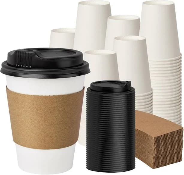 Dan 12 oz Disposable Coffee Cups with Lids and Sleeves