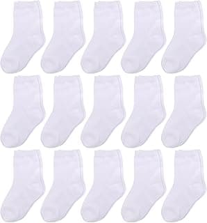 15 Pairs Baby Socks Toddler Boys Girls Mid Cut Unisex Half Cushion Cotton Crew Socks for Baby Toddler 0-4 Years Old